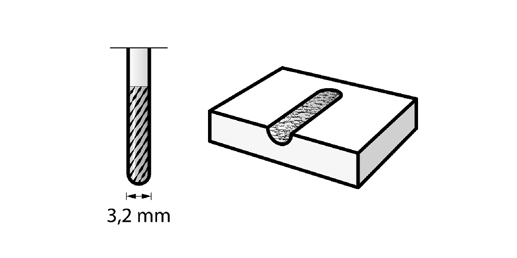 PUNTA PUNTIAGUDA DE FRESA DE CARBURO DE TUNGSTENO 3,2 mm (9903)