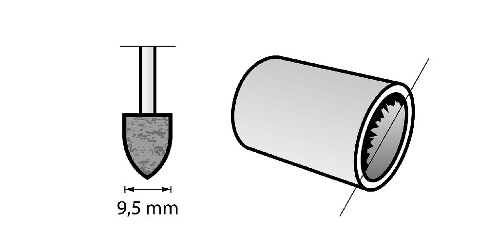 PUNTA DE AMOLAR DE ÓXIDO DE ALUMINIO 9,5 mm (952) x3