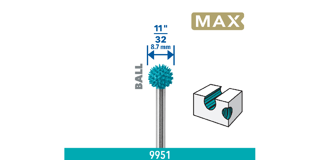 BROCA DE TALLADO ESFÉRICA DREMEL MAX POWER CARVING (9951)